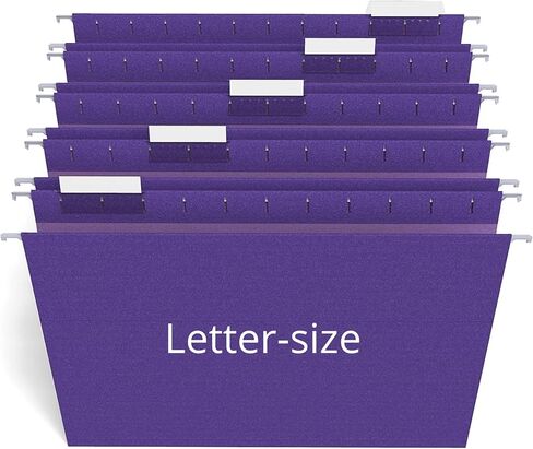 1InTheOffice Purple Hanging File Folders Letter Size, Colored Hanging File Folders, File Cabinent Dividers, 5-Tab Adjustable, 25 Pack in Saudi Arabia