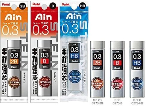 مجموعة إعادة التعبئة من 3 قطع من Pentel 0.3 قطع 2BBHBAS لـ PG1013/513، مقود Ain Stein المغلفة، 0.3 مم HB، 2B، أنبوب من 15 قطعة (XC273-HBB، 2B)، 1 لكل قطعة in Saudi Arabia