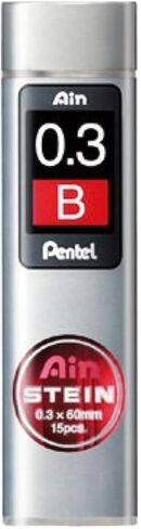 مجموعة إعادة التعبئة من 3 قطع من Pentel 0.3 قطع 2BBHBAS لـ PG1013/513، مقود Ain Stein المغلفة، 0.3 مم HB، 2B، أنبوب من 15 قطعة (XC273-HBB، 2B)، 1 لكل قطعة in Saudi Arabia