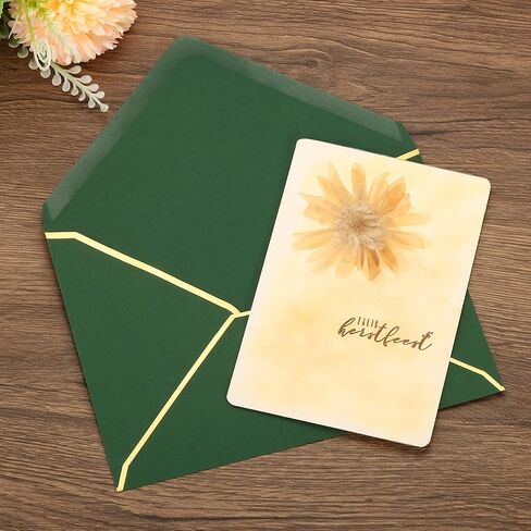 PATIKIL 100 حزمة مغلفات A7 5 × 7 مظاريف بطاقات على شكل حرف V مع حدود ذهبية للمكتب، وبطاقات هدايا الزفاف، والدعوات، والتخرج (رجعي) in Kuwait