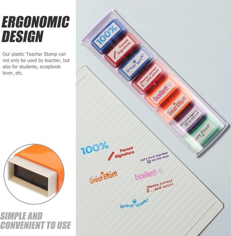 Teacher Supplies Self- Inking Stamp Set 8pcs Motivation Encourage Stamp Classroom Homework Grading Stamp Reward Stamp Birthday Party Favors Returns in Saudi Arabia