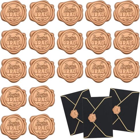 20 Pieces Embossed Congrats Grad Wax Seal Stickers for Envelops, Bronze Classic Self-Adhesive Graduation Cap Diploma Certificate Pattern Stamp Stickers for Class of 2023 Graduation Greeting Invitation in Saudi Arabia