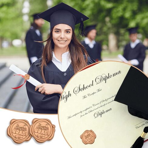 20 Pieces Embossed Congrats Grad Wax Seal Stickers for Envelops, Bronze Classic Self-Adhesive Graduation Cap Diploma Certificate Pattern Stamp Stickers for Class of 2023 Graduation Greeting Invitation in Saudi Arabia