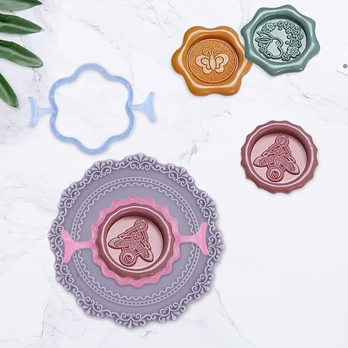 قوالب ختم الشمع من الراتنج على شكل قلب زهرة مستديرة لختم ختم الشمع مقاس 1 بوصة، حصيرة إزالة الشعر من السيليكون، لاصقة يدوية، ختم دعوة على شكل مغلف (الحجم: المجموعة) in Kuwait