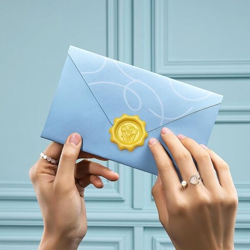 قوالب ختم الشمع من الراتنج على شكل قلب زهرة مستديرة لختم ختم الشمع مقاس 1 بوصة، حصيرة إزالة الشعر من السيليكون، لاصقة يدوية، ختم دعوة على شكل مغلف (الحجم: المجموعة) in Kuwait