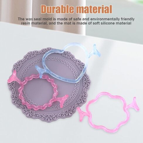 قوالب ختم الشمع من الراتنج على شكل قلب زهرة مستديرة لختم ختم الشمع مقاس 1 بوصة، حصيرة إزالة الشعر من السيليكون، لاصقة يدوية، ختم دعوة على شكل مغلف (الحجم: المجموعة) in Kuwait