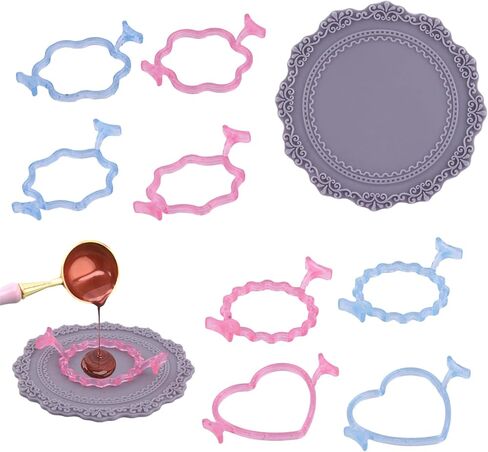 قوالب ختم الشمع من الراتنج على شكل قلب زهرة مستديرة لختم ختم الشمع مقاس 1 بوصة، حصيرة إزالة الشعر من السيليكون، لاصقة يدوية، ختم دعوة على شكل مغلف (الحجم: المجموعة) in Kuwait