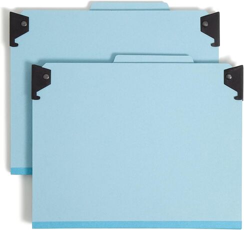 Smead FasTab Hanging Pressboard Classification Folder with SafeSHIELD Fasteners, 1 Divider, 2/5-Cut Built-in Tab, Legal Size, Blue, 10 per Box (65155) in Saudi Arabia