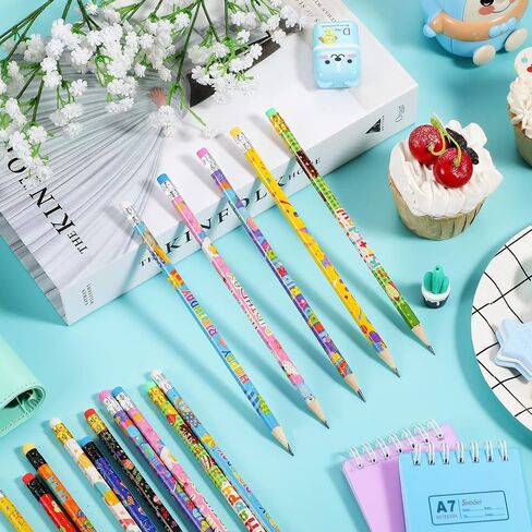 Funrous 200 Pcs Happy Birthday Pencils for Students Bulk Colorful Pencils with Top Erasers for Teachers Classrooms Reward Kids Birthday Party Supplies Gifts, 10 Assorted Style in Saudi Arabia