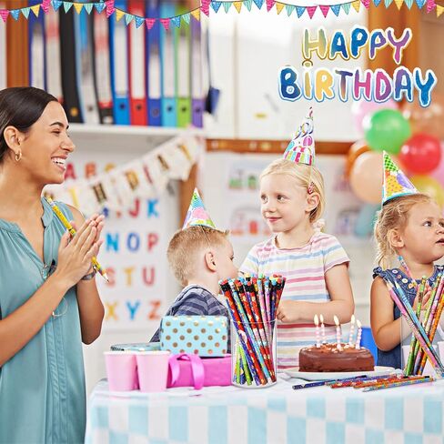 Funrous 200 Pcs Happy Birthday Pencils for Students Bulk Colorful Pencils with Top Erasers for Teachers Classrooms Reward Kids Birthday Party Supplies Gifts, 10 Assorted Style in Saudi Arabia