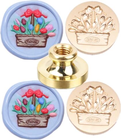 Flower Relief Carving 3D Wax Seal Stamp, ONWINPOR Magpie Wax Stamp Head Embossing Sealing Stamp Head No Handle, Great DIY Sealing Wax Tools for Invitation Envelope Christmas Gift Wrapping (D29) in Kuwait