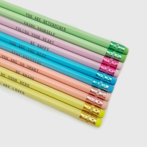 40 Pcs Inspirational Pencils Motivational Sayings Pencils Fun Cute Personalized Pencil Compliment Pencils Bulk with Eraser for Kids Girls Students Teacher Back to School in Saudi Arabia