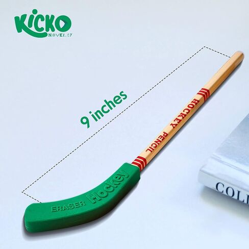 Kicko Hockey Pencils - 9 Inch - 24 Pack - Bulk Multicolor Hockey Stick Pencils with Rubber Blade Eraser - Educational Party Favors, Team Birthday Parties and School Prizes in Saudi Arabia