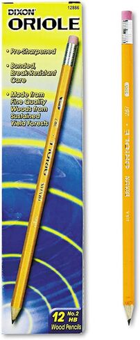 Dixon 12886 Oriole Woodcase Presharpened Pencil, Hb #2, Yellow, Dozen in Saudi Arabia