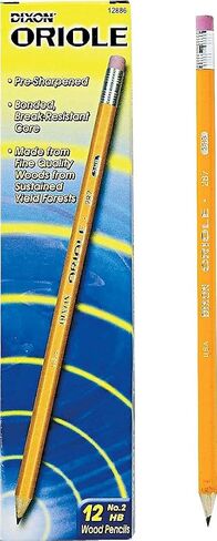 Dixon 12886 Oriole Woodcase Presharpened Pencil, Hb #2, Yellow, Dozen in Saudi Arabia