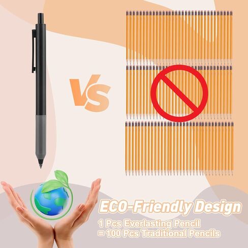 6 قطع من أقلام الرصاص السحرية بدون حبر الأبدية، أقلام رصاص ميكانيكية لا متناهية لطيفة قابلة لإعادة الاستخدام للرسم غير المحدود مع 6 سنون قابلة للاستبدال، وممحاة واحدة وحقيبة أقلام (أسود وأبيض) in Kuwait
