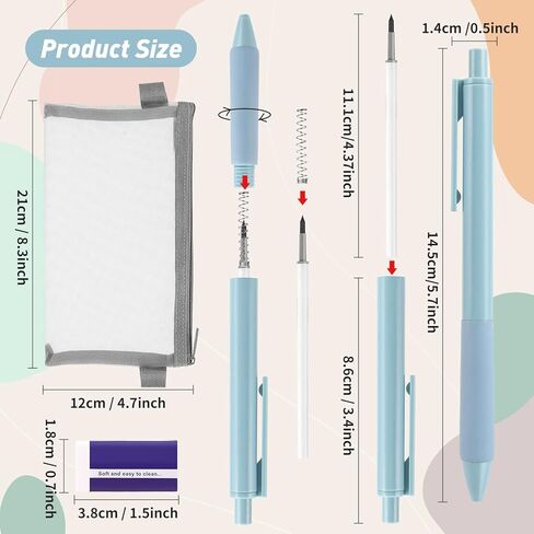 6 قطع من أقلام الرصاص السحرية بدون حبر الأبدية، أقلام رصاص ميكانيكية لا متناهية لطيفة قابلة لإعادة الاستخدام للرسم غير المحدود مع 6 سنون قابلة للاستبدال، وممحاة واحدة وحقيبة أقلام (أسود وأبيض) in Kuwait