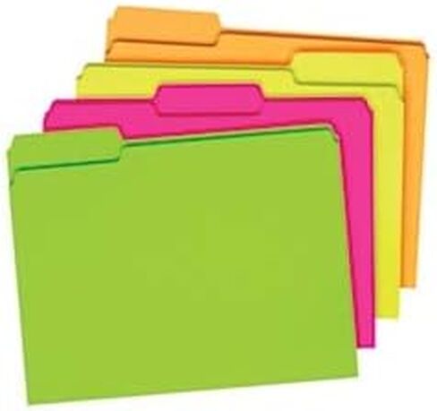 Pendaflex Glow File Folders, 1/3 Cut, 8 1/2" x 11", Letter Size, Assorted Colors, Pack of 24 in Saudi Arabia