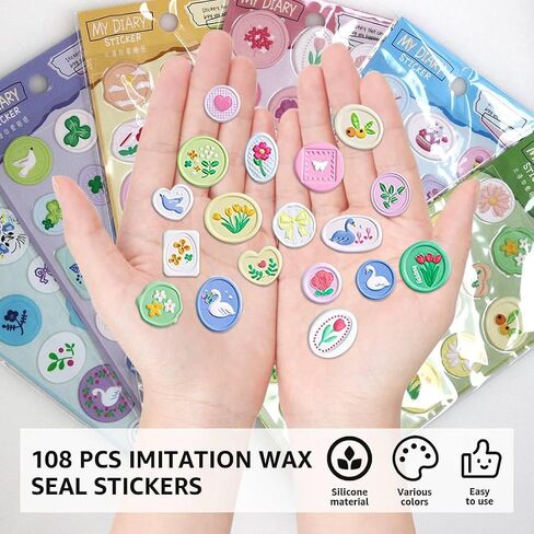 BetterJonny Premium Wax Seal Stickers - 108 Elegant Envelope Seals, Dazzling Design and Colors, Perfect for Envelopes and Invitations, Leave an Everlasting Impression in Saudi Arabia