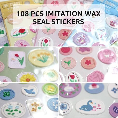 BetterJonny Premium Wax Seal Stickers - 108 Elegant Envelope Seals, Dazzling Design and Colors, Perfect for Envelopes and Invitations, Leave an Everlasting Impression in Saudi Arabia
