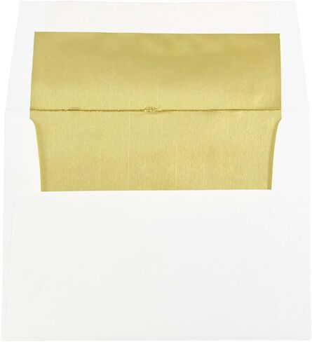JAM PAPER 6 x 8 Booklet Foil Lined Invitation Envelopes - White with Gold Foil - 50/Pack in Kuwait