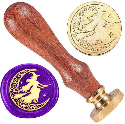 DELORIGIN Halloween Wax Sealing Stamp, Pumpkin Witch Hat Brass Head Wax Stamp 1" Removable Brass Wax Seal Stamp Head with Wooden Handle for Envelopes Invitation Cards Wine Packages Greeting Cards in Saudi Arabia