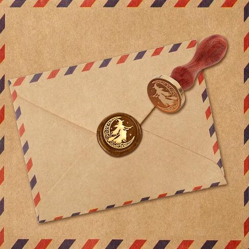DELORIGIN Halloween Wax Sealing Stamp, Pumpkin Witch Hat Brass Head Wax Stamp 1" Removable Brass Wax Seal Stamp Head with Wooden Handle for Envelopes Invitation Cards Wine Packages Greeting Cards in Saudi Arabia