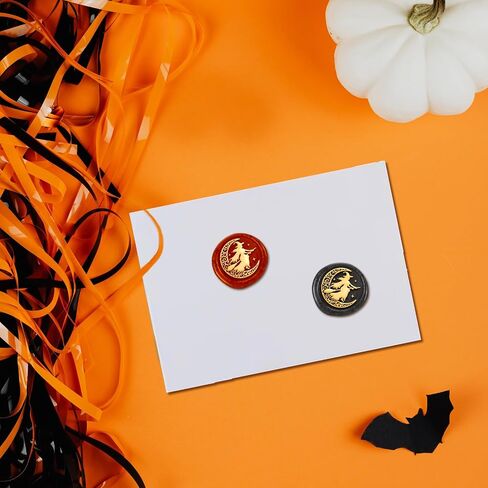DELORIGIN Halloween Wax Sealing Stamp, Pumpkin Witch Hat Brass Head Wax Stamp 1" Removable Brass Wax Seal Stamp Head with Wooden Handle for Envelopes Invitation Cards Wine Packages Greeting Cards in Saudi Arabia