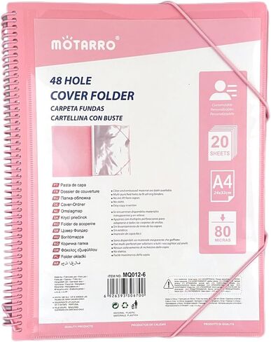 20 Pocket Spiral Poly Project Organizer, Pink Project Folder Binder Organizer Multi-Subject Folder Office Notebook with Letter Size for School & Office Supplies in Saudi Arabia