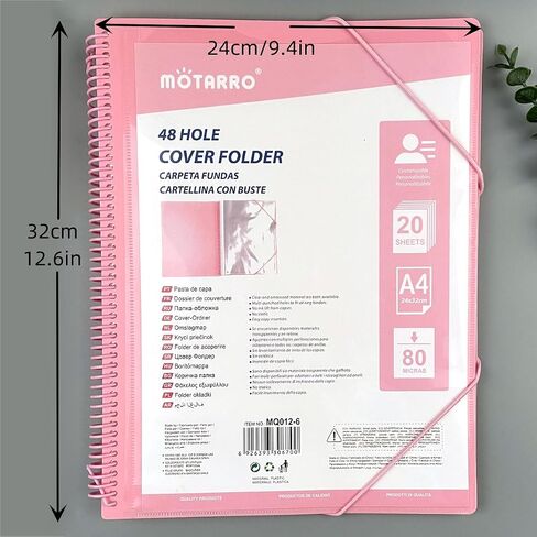 20 Pocket Spiral Poly Project Organizer, Pink Project Folder Binder Organizer Multi-Subject Folder Office Notebook with Letter Size for School & Office Supplies in Saudi Arabia