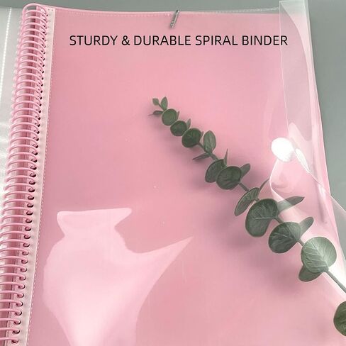 20 Pocket Spiral Poly Project Organizer, Pink Project Folder Binder Organizer Multi-Subject Folder Office Notebook with Letter Size for School & Office Supplies in Saudi Arabia