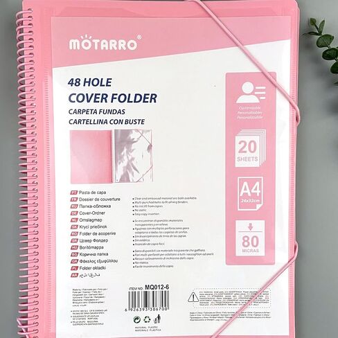 20 Pocket Spiral Poly Project Organizer, Pink Project Folder Binder Organizer Multi-Subject Folder Office Notebook with Letter Size for School & Office Supplies in Saudi Arabia
