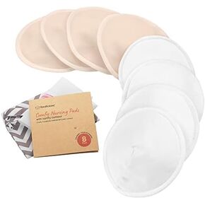 Organic Nursing Pads - 14 Washable Viscose Derived from Bamboo Breastfeeding Pads, Wash Bag, Reusable Breast Pads for Breastfeeding, Nipple Pads for Breastfeeding Essentials(Coffee, M 3.9") in Saudi Arabia