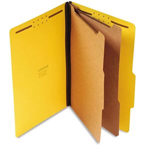 Universal UNV10314 Pressboard Classification Folders, Legal, Six-Section, Yellow (10/Box) in Saudi Arabia