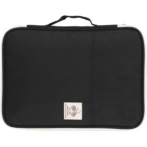 Multi-functional A4 Document Bags, Portfolio Pouch Travel Binder Organizer Zippered File Folder Family Passport Holder Briefcase with Handle for Notebooks Pen Board Games School Office Supplies(black)