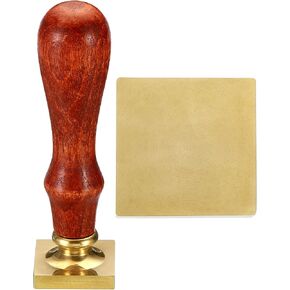 PATIKIL 25mm Square Blank Wax Seal Stamp, Removable Brass Head Without Carving Wooden Handle Retro for Envelope Invitation Wine Packing Gift Wrapping in Saudi Arabia