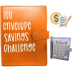 100 Envelope Challenge Binder, Savings Challenges Sheets，Easy and Fun Way to Save $5,050, Budget Binder with Cash Envelopes, Savings Challenges Binder, Budget Planner Book Budgeting (Mint Blue)