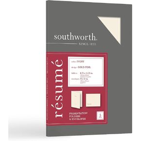 Southworth® Résumé Folders & Envelopes, 9" x 12", 88-Lb, White/Silver, Pack of 5 in Kuwait