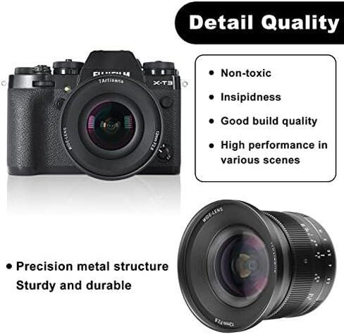 7 Artisans 12mm F2.8 Mark Ⅱ Ultra Wide Angle APS-C Manual Focus Prime lens compatible for Canon EOS-M Mount Mirrorless Cameras M1 M2 M3 Black in Saudi Arabia