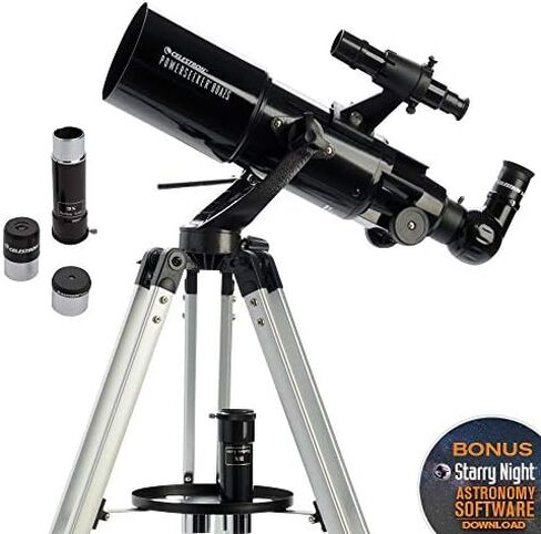Celestron PowerSeeker 60AZ Refractor Telescope for Moon & Planet Viewing | Larger 60mm Objective Lens, Bright Lunar & Planetary Views, Manual Alt-Azimuth Controls, Adjustable Tripod, Easy to Use in Saudi Arabia