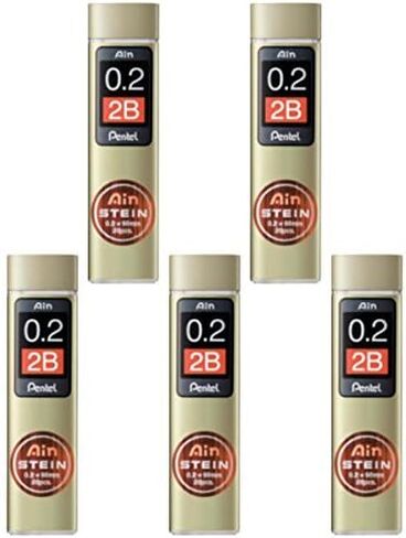 Pentel Ain Mechanical Pencil Leads 0.2mm 2B, 5 Pack/total 100 Leads Value Set in Saudi Arabia