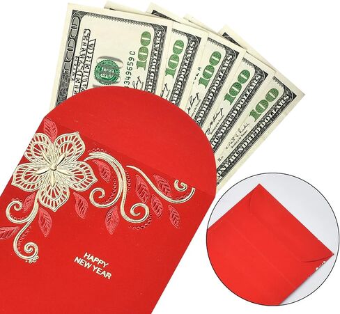 TOSAMZOO 18 pcs Chinese Red Packets Golden Patterns- Lucky Money Gift Envelopes Red Packet for New Year, Birthday, Wedding (6.6 x 3.54 in) (Blessing) in Saudi Arabia