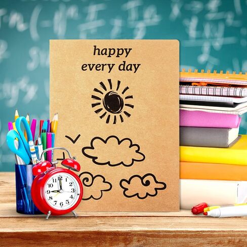 8 Pieces Cute 2 Pocket Folders Stay Put Folders Cartoons Pattern Kraft Paper File Folders Letter Size Brown Folders for Kids 100th Day of School Office Supplies (Pattern Style) in Saudi Arabia