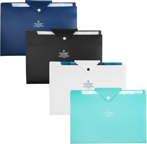 Flower Design Expanding File Folders, 8 Pocket, 4 Pack, A4 Letter Size, Poly Material, 12.8 x 9.3 in in Kuwait