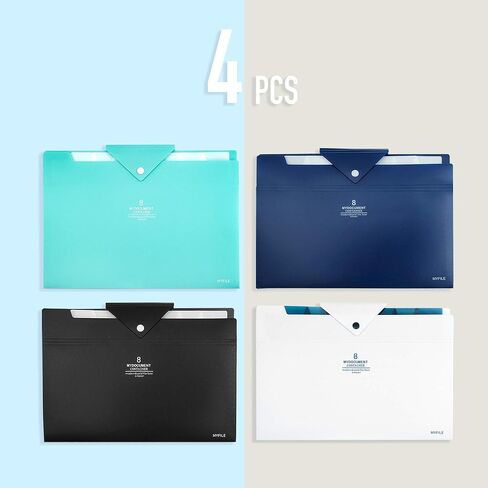 Flower Design Expanding File Folders, 8 Pocket, 4 Pack, A4 Letter Size, Poly Material, 12.8 x 9.3 in in Kuwait