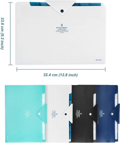 Flower Design Expanding File Folders, 8 Pocket, 4 Pack, A4 Letter Size, Poly Material, 12.8 x 9.3 in in Kuwait