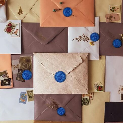 50Pcs Initial Alphabet Wax Seal Stickers, Envelope Seals, Self Adhesive, Envelope Seal Stickers for Wedding Invitation Christmas Valentines Day Birthday (Initial, Ocean Blue, O) in Kuwait