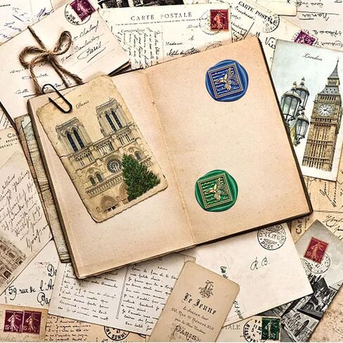 CRASPIRE Wax Seal Stamp Book Vintage Sealing Wax Stamps Coffee Rectangle Removable Brass Head Sealing Stamp with Wooden Handle for Wedding Invitations Valentine's Day Gift Wrap in Kuwait