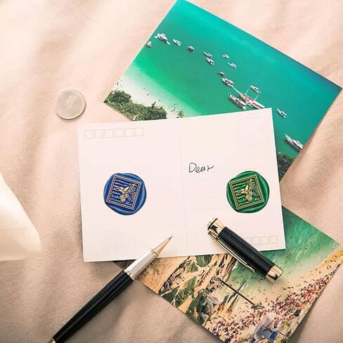 CRASPIRE Wax Seal Stamp Book Vintage Sealing Wax Stamps Coffee Rectangle Removable Brass Head Sealing Stamp with Wooden Handle for Wedding Invitations Valentine's Day Gift Wrap in Kuwait