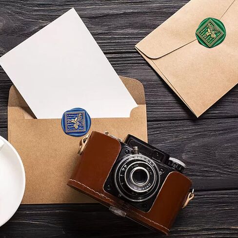 CRASPIRE Wax Seal Stamp Book Vintage Sealing Wax Stamps Coffee Rectangle Removable Brass Head Sealing Stamp with Wooden Handle for Wedding Invitations Valentine's Day Gift Wrap in Kuwait